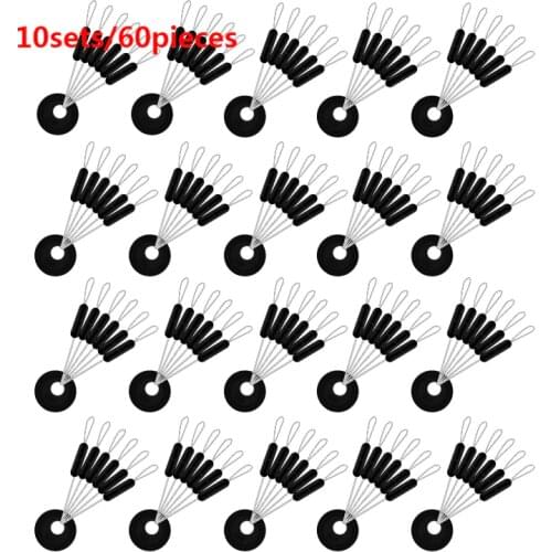 10sets/60pieces Space Beans Fishing Beans Rubber Stopper Column Shape Fishing Tools Tackle Accessories