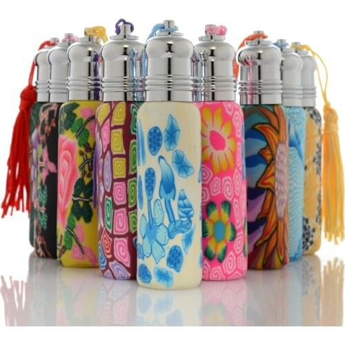 10ML POLYMER CLAY roll on ball bottle silver lid fringe for eye cream,perfume,essential oil/serum,lip gloss skin care packing