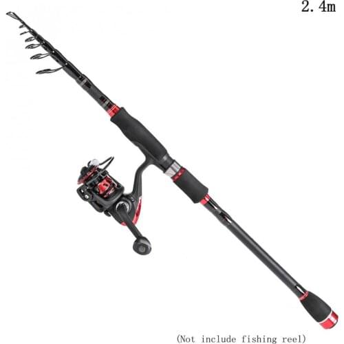 2.4m 40T Carbon Lure Fishing Spinning Rod Matt Black H Hardness 6 Section Telescopic Ultra Light Travel Spinning Fishing Pole