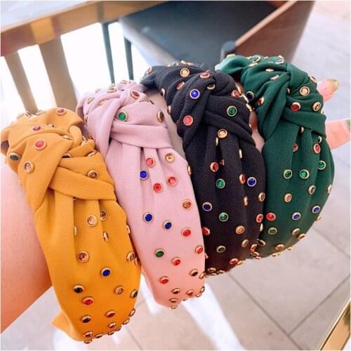 2020 Fashion Knot Turban Hairband For Women Jewel Headband Haarband Diademas Bordadas Haar Hair Accessoires Para El Cabello