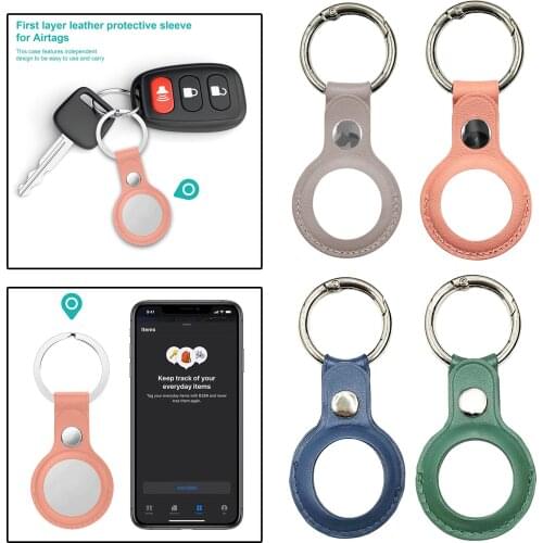 2021 TPU Leather Case For Apple Airtags Protective cover For Apple Locator Tracker Anti-lost Device Keychain Protect Sleeve