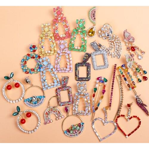 2019 Fashion za Brand crystal geometirc Drop Earring For Women Party Gifts ethnic Statement rhinestone Earrings Jewelry