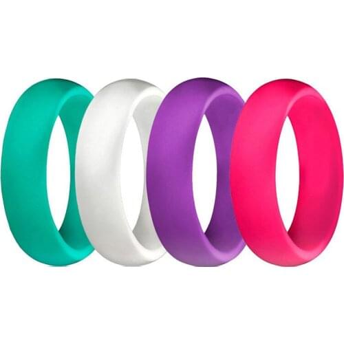 4pcs/lot Crystal Powder Silicone Female Ring For Women Men Finger Band 5.7mm 4-10 Rubber Rings Eco-Friendly Fashion Silicon Ring