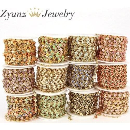 5 Meters, Gold Color Chain Enamel Stars for Jewelry Making DIY Bracelets Necklaces Ankles Accessories