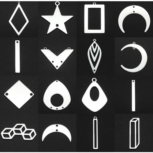 5pcs/lot 100% Stainless Steel Geometric Moon Star Waterdrop DIY Earring Connector Charm Wholesale Never Fade