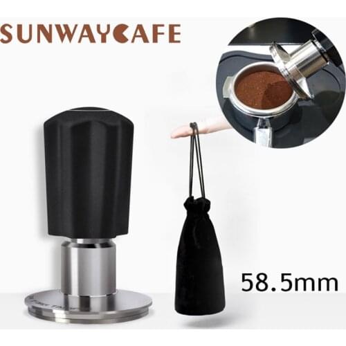 58.5mm Coffee Tamper Stainless Steel Press Flat Base Fixed Force Powder Hammer Hand Press Barista Coffee Accessories