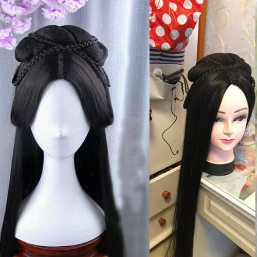 70Cm/90Cm Chinese Ancient Custom Whole Hair Wig Archaic Hairpiece Cosplay New 2022