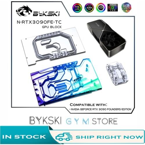 Bykski GPU Active Backplate Block For NVIDIA RTX 3090 Founders Edition,PCB Backside Memory(VRAM)Double VGA Cooler N-RTX3090FE-TC