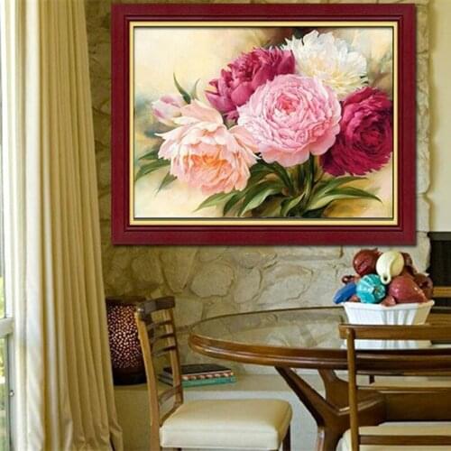 DIY 5D Full Diamonds Embroidery Peony flowers Round Diamond Painting Cross Stitch Kits Diamond Mosaic Home Decoration