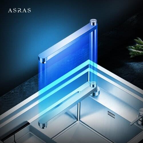 Asras 3061 Intelligent Lifting Kitchen Hidden Sink Faucet 304 Stainless Steel 360D Rotating Mixer Hot And Cold Kitchen Basin Tap