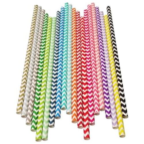 Free Shipping Chevron Disposable Paper Drinking Straws 19.7cm Party Decoration Birthday straws 27 colors Optional 25 pcs/bag
