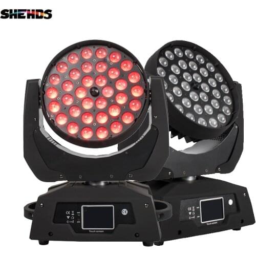 2pcs LED 36x18W 6in1 RGBWA +UV Zoom Moving Head Lights DMX Controller For NightClub DJ Disco Party Wedding Stage