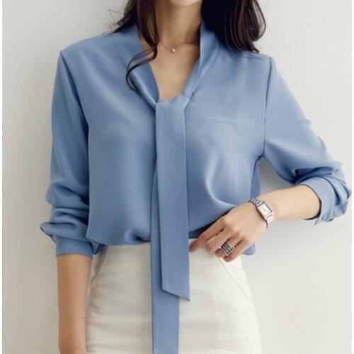 Blouses Femme Long Sleeve Blouse Women Blusas Mujer De Moda 2021 V-Neck Office Lady Chiffon Blouse Shirt Tops Women Blusas A137