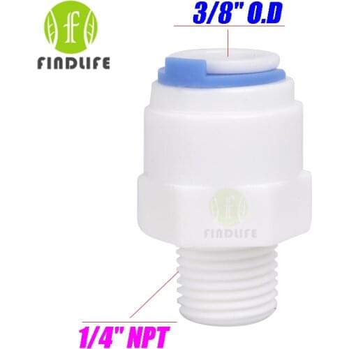 Water Filter Parts 5pcs 3/8"Tube OD quick connection 1/4"NPT BSP Male Thread pipe connector for RO water purifier system