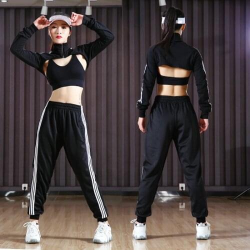 Jazz Costumes Sexy Long-Sleeved Cutout Top Nightclub Singer Dj Women Rave Outfit Pole Dance Clothing Hip Hop Stage Wear DT3073