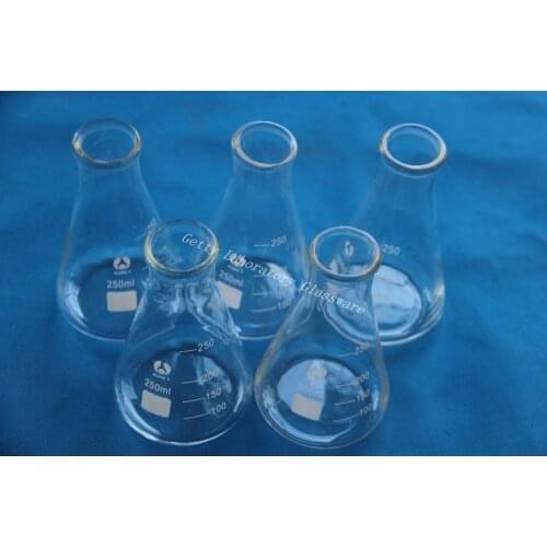 250 mL Conical Flask, Erlenmeyer flask , with wide mouth, 5pcs/lot,,borosilicate glass 3.3 material laboratory glassware