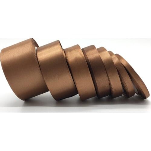6mm 10mm 15mm 20mm 25mm 38mm 50mm(1Roll 25yds)Brown Silk Satin Ribbon Wedding Party Decoration Invitation Card Gift Packing