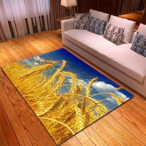 Living Room Carpet Home Children Bedroom Bedside Decoration Floor Mat Wheat Field Pattern Flannel Room Rug Bathroom Hallway Kids