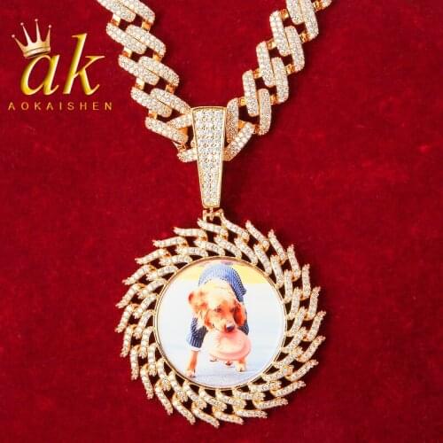 Custom Photo Circle Pendant Medallion Gold Color Hip Hop Jewelry