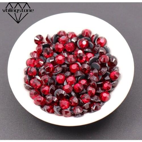 Hot Sale Hotfix Rhinestone Iron On Crystal Siam Flatback Strass Hot Fix Glass Stone For Wedding Decoration DIY Crafts ss6-ss30