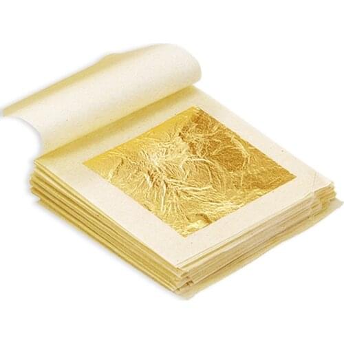 Edible Gold Leaf Sheets 10 Sheets 4.33x4.33cm 24K Pure Genuine Facial Gold Foil for Cooking Cakes Chocolates Decoration