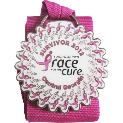 Manufacturer custom pink ribbon medal 3D die-casting electroplating medal k20089