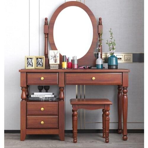 American Solid Wood Dressing Table Mirror Combination Bedroom Multifunctional Dressing Table Small Apartment Furniture