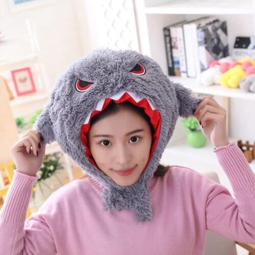 Cartoon Lovely Animal Shark & Dinosaur Plush Cosplay Toys Kid Photo Props Accessories Doll Head Warm Fancy Cap Funny Gift
