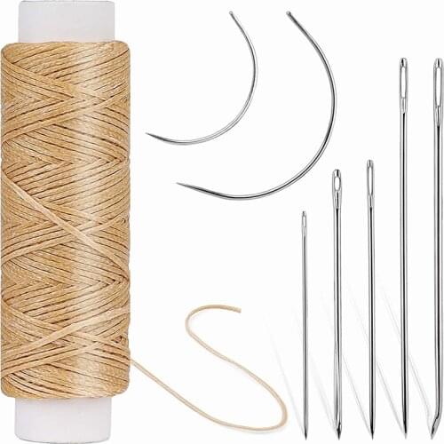 KAOBUY Leather Sewing Kit With Large-Eye Stitching Needles Waxed Thread Leather Sewing Tools For DIY Leather Craft