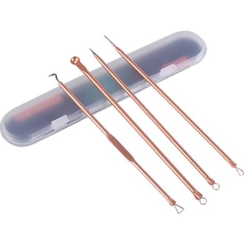 4PCS/Set Acne Blackhead Comedone Pimple Remover Needles Extractor Tools Kit Set Spoon Face Skin Care Needles Facial Pore Cleaner