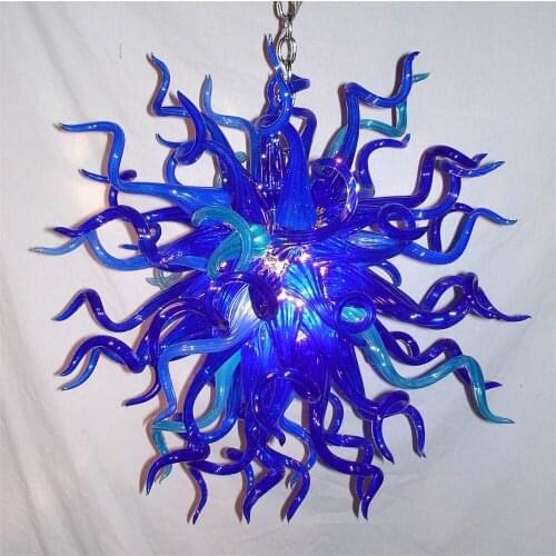 Contemporary Type Small Cheap Indoor Pendant Lighting Blue Colored Murano Glass Chandelier