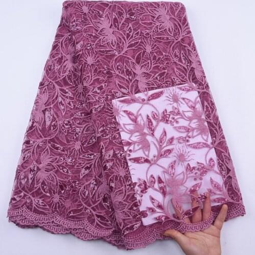 2020 New Arrival Nigerian African Tulle Lace Fabrics High Quality Sequins Lace Material Onion French Mesh Lace Fabric For Party