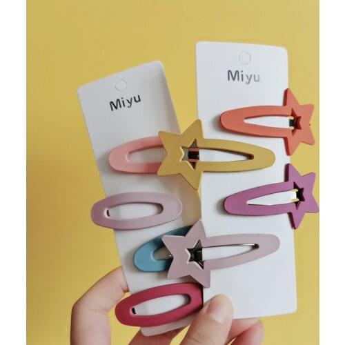 Oaoleer 4PCS/lot Baby Solid Hair Clips Stars Rabbits Hairpins For Girls Children Candy Color Geometric Pins Cute Accessories