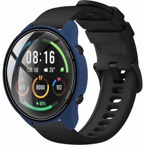 Pc with Glass Case for Mi Watch Color Tempered Glass Full Cover Protective Shell Bumber Sreeen Case for Xiaomi Mi Watch Color