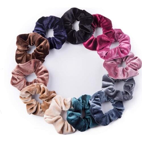 12Colors Korea Velvet Stirnband Samt Hair Scrunchie Elastic Hair Bands Solid Color Headwear Ponytail Holder Hair Accessories