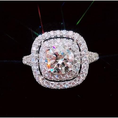 100% 18K gold ring and moissanite diamond 2ct D VVS Luxury wedding ring With national certificate SW8