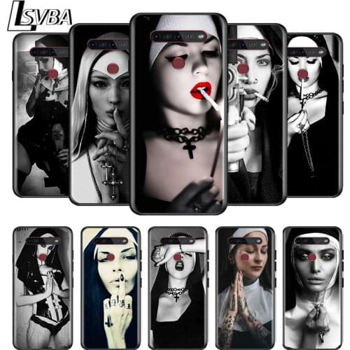 Sexy Nun Sister For LG G8 V30 V35 V40 V50 V60 Q60 K40S K50S K41S K51S K61 K71 K22 K31 K42 K92 ThinQ 5G Black Phone Case