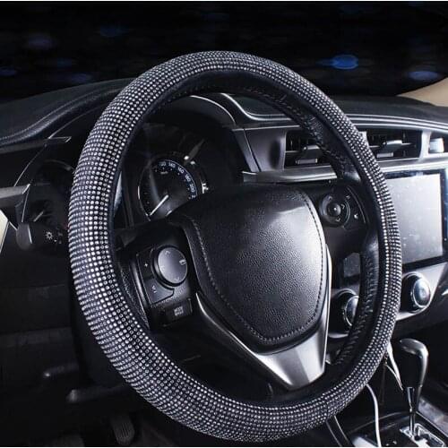 Bling Bling Luxury Crystal Rhinestone Car Steering Wheel Covers Steering Wheel Protector Anti-slip Auto Car Interior Accessory