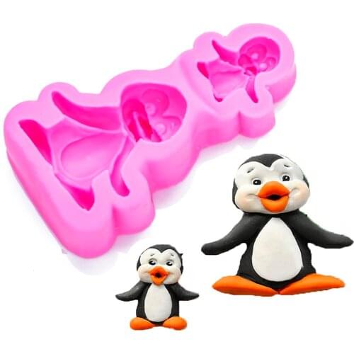 Cute penguin Shaped silicone mold for confectionery chocolate fondant cake decoration baking used molding tools FT-1037