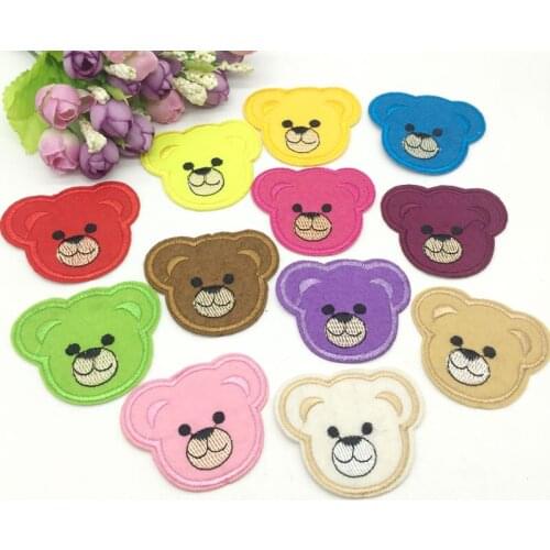 Random 6pcs Cute Bear Embroidery Patches for T-shirt Iron on Stripes Appliques Clothes Stickers Clothing Badges Sticker