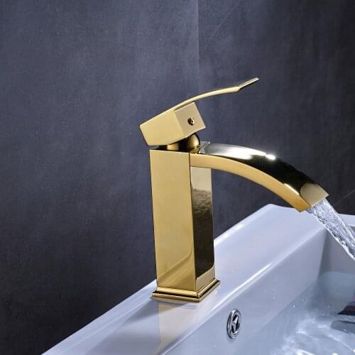 Hot Sale Golden Finish Brass Bathroom Sink Faucet Mixer Tap One Hole
