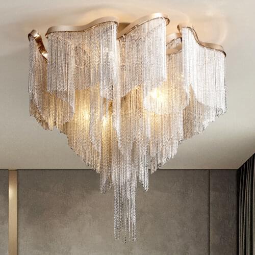 Modern ceiling chandelier for living room 2021 beautiful tassel chain lights bedroom dining room silver LED chandeliers