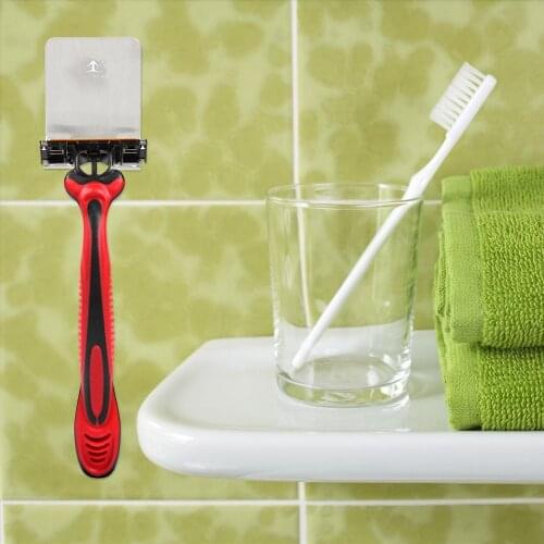 Bathroom Products Bathroom Accessories Shaver Hook Wall Adhesive Stainless Steel Shaving Rack Home Storage Razor Holder