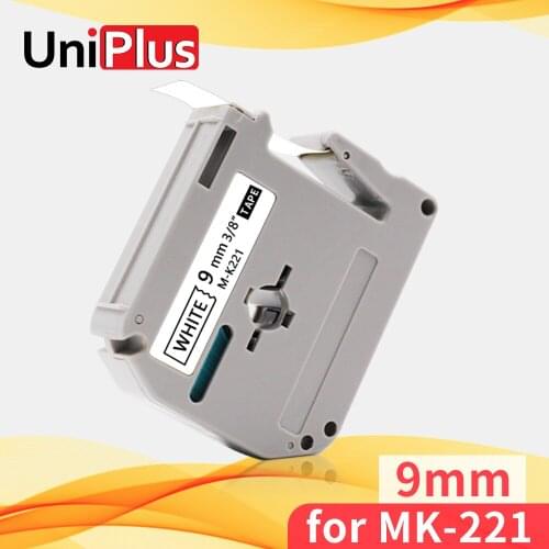 UniPlus MK221 M-K221 Compatible Brother MK Label Tapes 9mm Black on White MK-221 for P-Touch Label Maker PT-80 PT-70 PT-85 PT-90