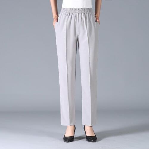 Spring Autumn Pants Female Casual Solid Elastic High Waist Female Trousers Fashion Straight Pants For Women Plus Size 5XL