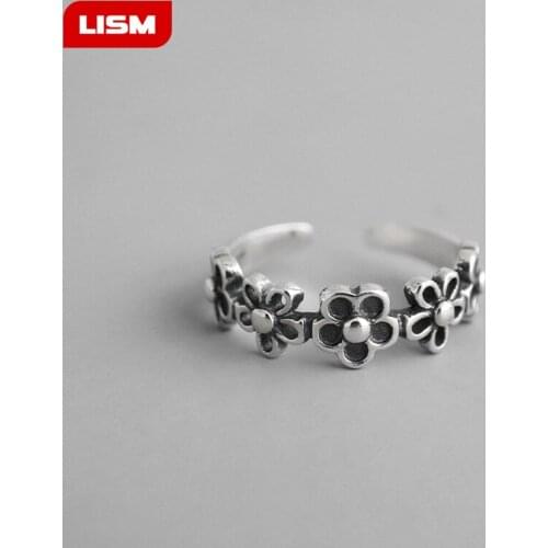 Vintage Silver Color Plum Flower Rings For Women Gift Adjustable Antique Rings Engagement Wedding Jewelry Anillos