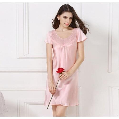 Women Satin Silk Pajamas Sleepwear Pure Silk Pyjamas Pink Lake Blue Natrual Fabric High Quality Clothing Free Shipping