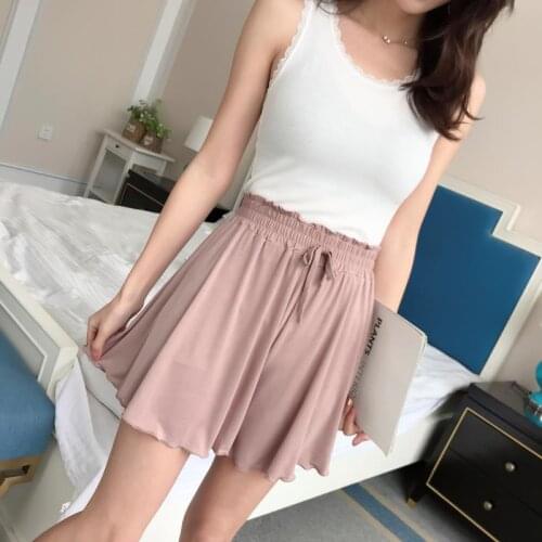 Womens New Style Ruffled Waist Casual Shorts at Home