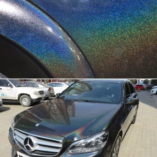152x75CM Glossy Holographic Sparking Diamond Black DIY Car Body Films Vinyl Wraps Sheet Stickers Decals