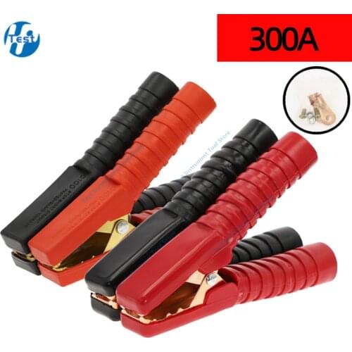 2 pcs of durable 300A 138mminsulated alligator alligator clip car battery red black plastic electrical clip clip length
